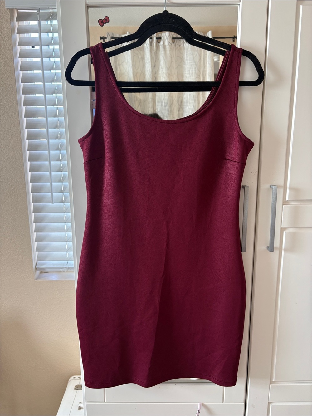 Soprano Sleeveless Scoop Neck Mini Dress - Burgundy